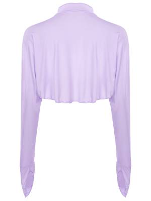 Women Sun-Protective Stand Collar Long Sleeve Asymmetrical Cover-Ups back image