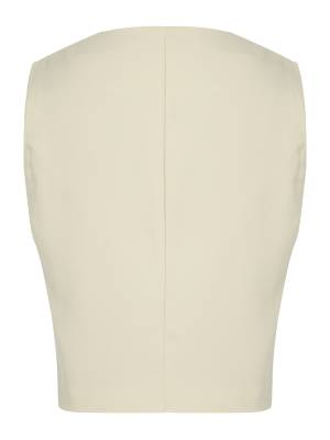 Women Solid Color V Neck Sleeveless Button Vest back image