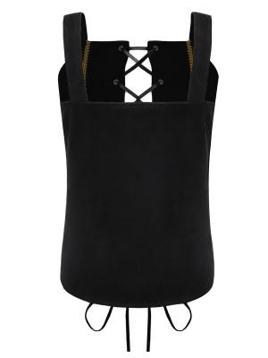 Girls Vintage Lace-up Suede Victorian Pirate Costume Vest back image
