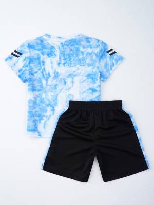 Kids Boys 2pcs Short Sleeve Tie-Dye T-shirt and Shorts Quick-Drying Sports Set back image