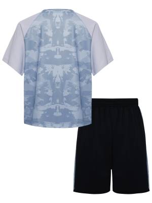 Kids Boys 2pcs Quick-Drying Short Sleeve T-Shirt and Shorts Sports Set back image