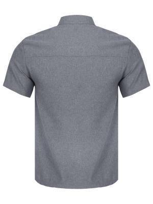 Men Women Stand Collar Short Sleeve Button Chef Shirt back image