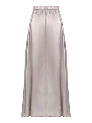 Women Satin High Waist Solid Color A-line Skirt for Evening Party back image