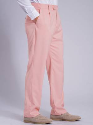 Men Side Pockets Solid Color Straight Pants for Wedding back image