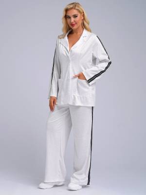 Women 2pcs Lapel Buttoned Blazer and Pants Formal Suit for Party Work back image