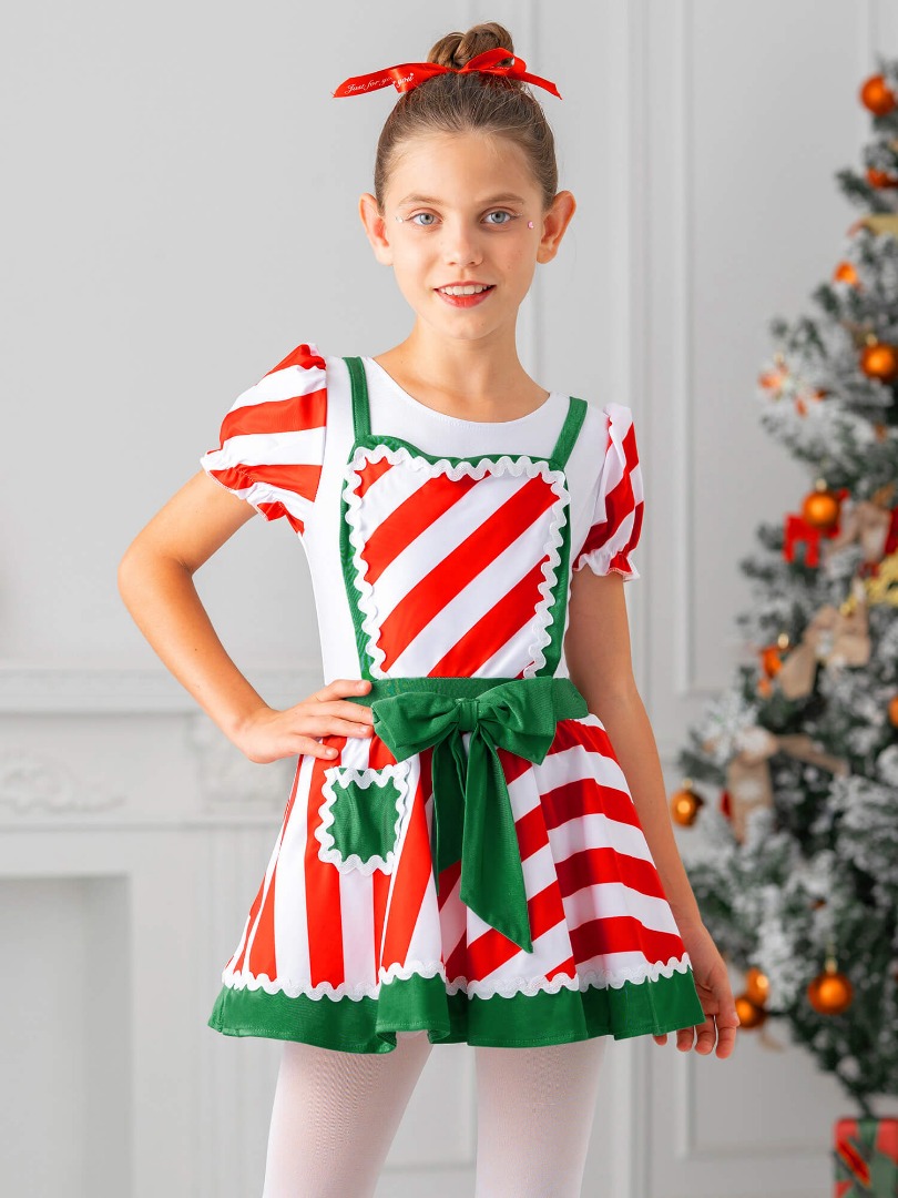 Fancy Short Sleeve Apron Maid Dress for Girls