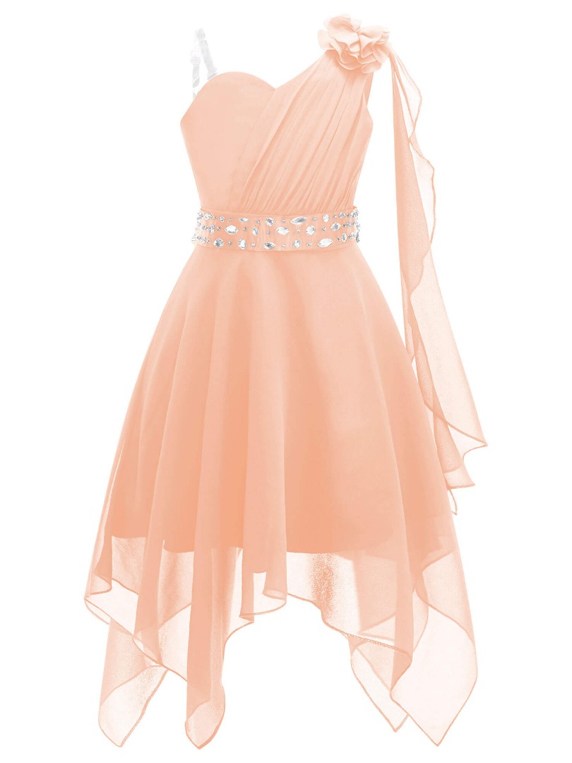 Girls Chic Chiffon Party Dress in Pink
