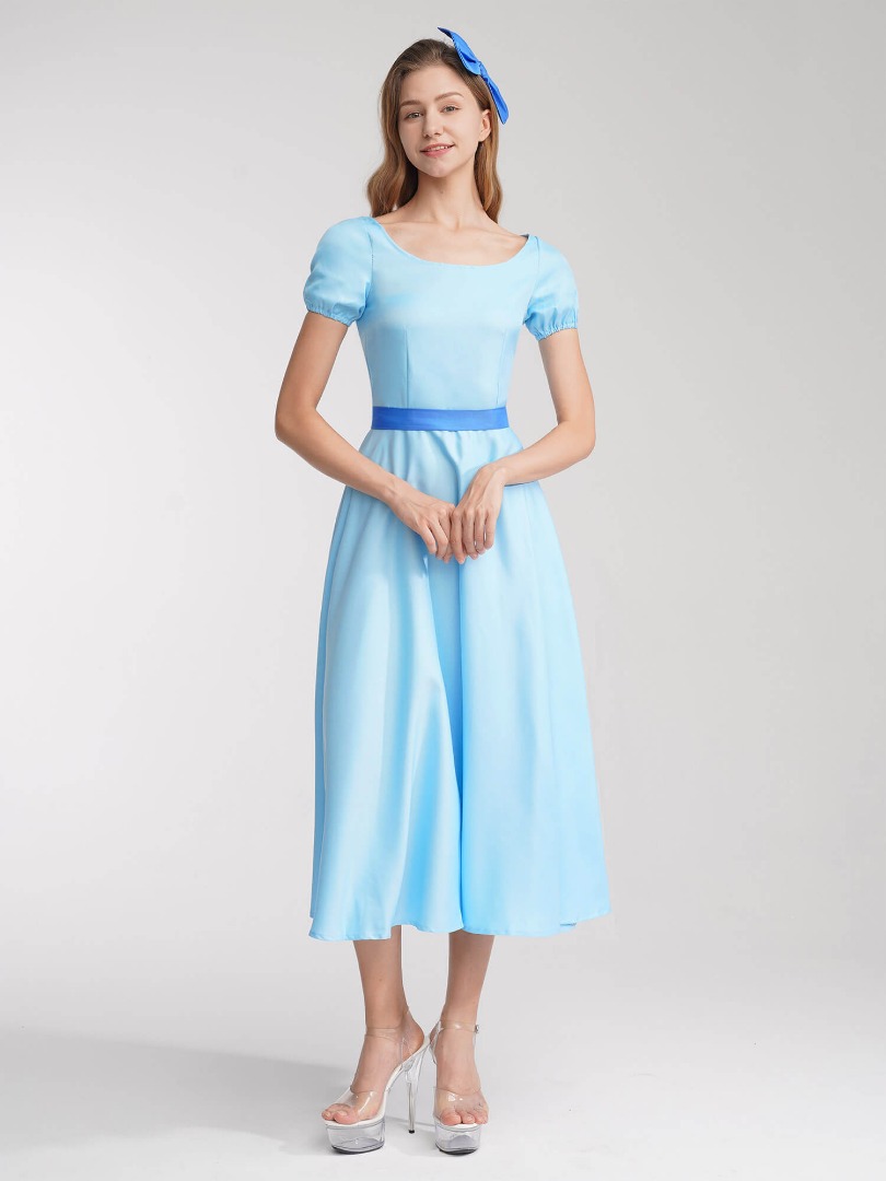 A-Line Maxi Dress with Short Puff Sleeves