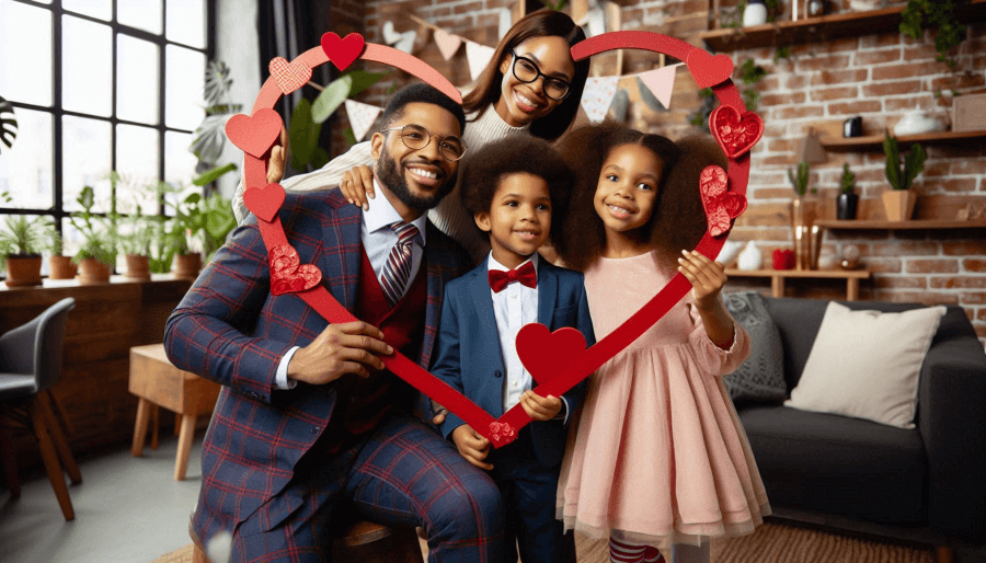 Take a love photo with family on Valentine's Day