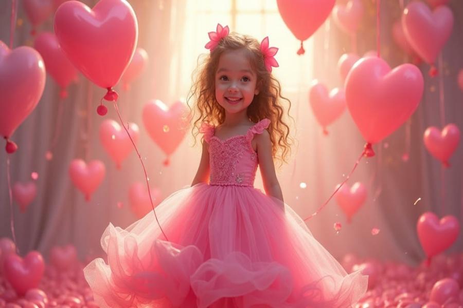 A little girl in pink dress
