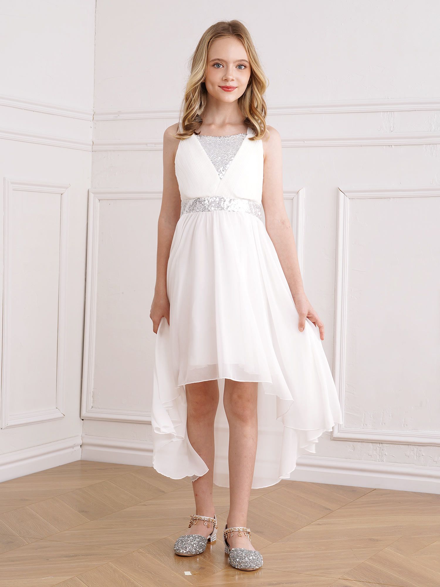 KIDS TIERED HI-LO PARTY DRESS 12-14 SAHARA SUPERNATURAL main image 1
