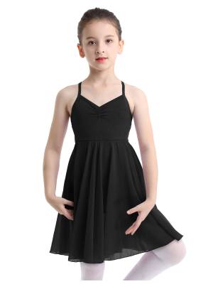 Kids Girls Sleeveless Chiffon Ballet Dance Leotard Dress