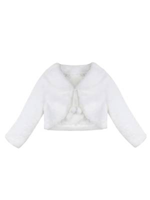 Girls Faux Fur Long Sleeve Coat Wedding Birthday Party Jacket