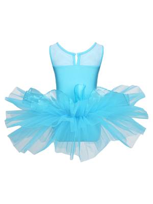 Girls Sleeveless Sequins Ballet Dance Gymnastics Leotard Dress front image