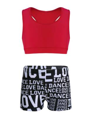 Kids Girls 2pcs Tank Top and Letters Printed Bottoms Sport Set front image