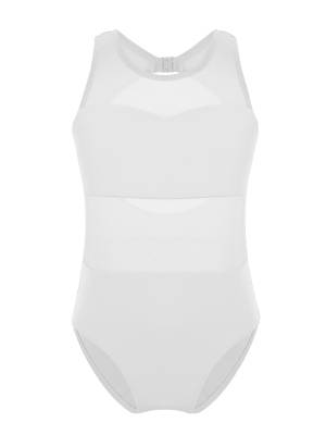 Kids Girls Sleeveless Mesh Cutout Back Ballet Dance Leotard