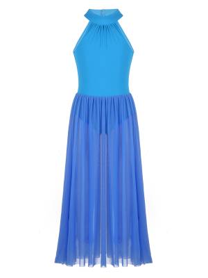 Kids Girls Sleeveless Leotard Dress for Lyrical Dance front image