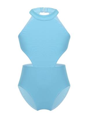 Kids Girls Halter Neckline Sleeveless Cutouts Backless Ballet Leotard