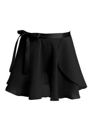 Girls Solid Color Chiffon Pull-On Ballet Dance Mini Skirt front image