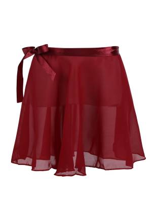 Girls Solid Color Chiffon Pull-On Ballet Dance Mini Skirt front image