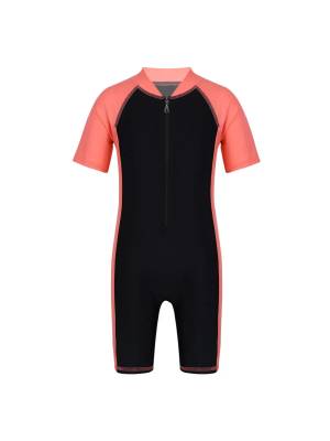 Kids Boys Girls One-piece Swim Short Sleeves Zippered Wetsuit Swimsuit