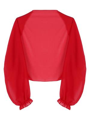 Women Sheer Chiffon Long Raglan Sleeve Open Front Kimono Cardigan front image