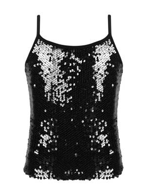 Kids Girls Sequined Jazz Dance Tank Top