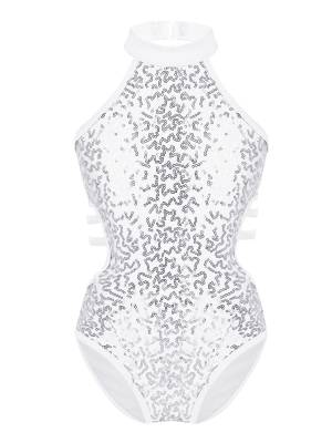 Kids Girls Sleeveless Allover Sequins Ballet Dance Leotard