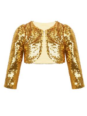 Kids Girls Allover Sequins Long Sleeve Bolero Shrug front image