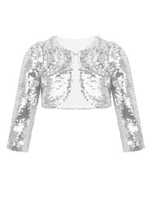 Kids Girls Allover Sequins Long Sleeve Bolero Shrug