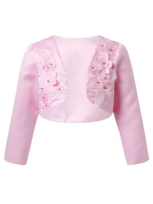 Toddler/Kids Girls Embroidered Long-sleeve Bolero Shawl