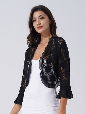 Women Lace Hollow Out Half-Sleeve Bolero