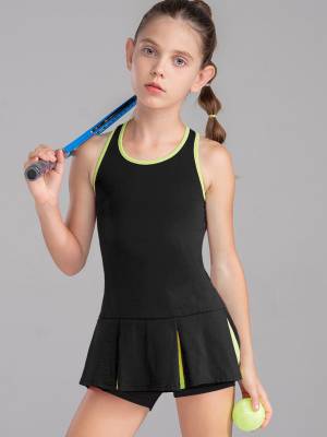 Kids Girls 2Pcs Sleeveless Sport Dress and Shorts Tennis Sets