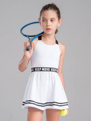 Kids Girls 2Pcs Sleeveless A-line Dress with Shorts Sport Set front image