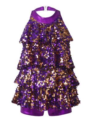 Kids Girls Backless Sequins Ballet Dance Unitard Jazz Costumes front image