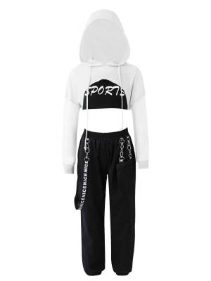 Kids Girls 3Pcs Long Sleeves Hoodie Vest and Pants Sports Set