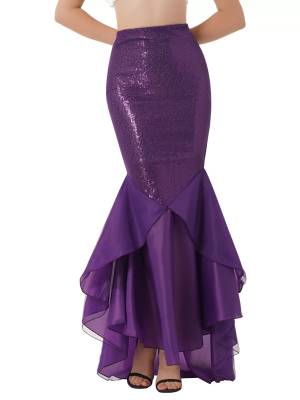 Women Sequined Mermaid Tail Skirt Costume front image