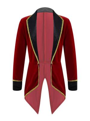 Kids Girls Showman Costume Lapel Collar Long Sleeves Tuxedo Coat front image