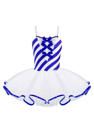 Kids Girls Christmas Sleeveless Bowknot Stripes Tutu Dress
