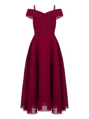 Kids Girls Chiffon Off-Shoulder Maxi Party Dress front image