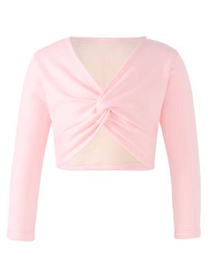 Kids Girls Long Sleeve Knot Ruch Front Solid Color Dance Top front image