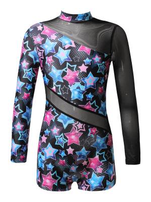 Kids Girls Mock Neck Long Sleeves Gym Jumpsuit front image