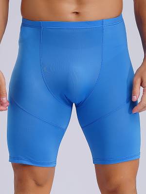 Men Solid Color Breathable Stretchy Knee Length Sport Shorts front image