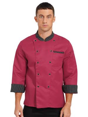 Men Long Sleeve Button Down Pocket Chef Coat front image