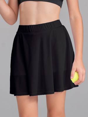Kids Girls Solid Color High Waist Pleated Tennis Skirt front image