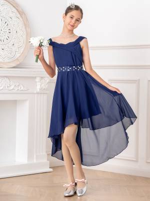 Kids Girls Off-Shoulder High-Low Dress