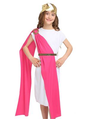 Kids Girls/Boys Grecian Rome Toga Cosplay Dress with Headband and Belt front image