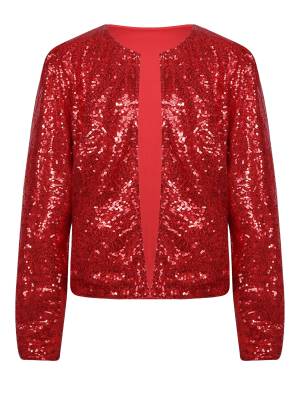 Women Sequin Open Front Coat Long Sleeve Outwear for Cocktail front image