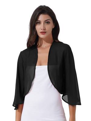 Women 3/4 Sleeve Chiffon Bolero