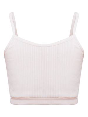 Kids Girls Ribbed Spaghetti Straps Crop Top Solid Sport Camisole front image